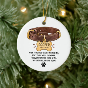 In Memory of a Beloved Dog Memorial Tribute Ceramic Ornament