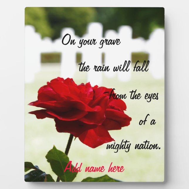 In Memory of a Fallen Soldier Plaque (Front)