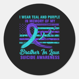 In Memory Of Brother In Law Suicide Awareness Amer Classic Round Sticker