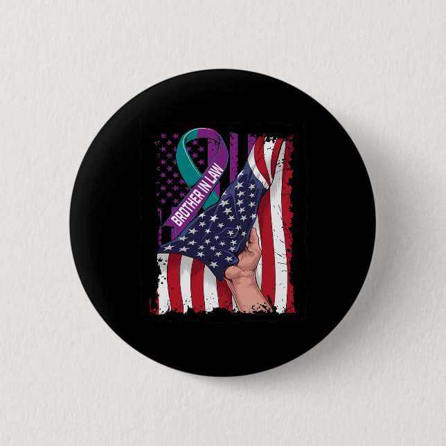 In Memory Of Brother In Law Suicide Awareness Usa  2 Inch Round Button (Front)