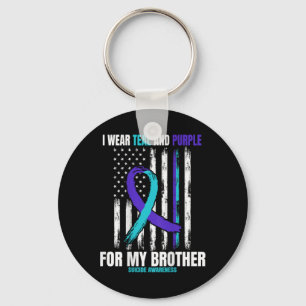 In Memory Of Brother Suicide Awareness Flag Graphi Keychain
