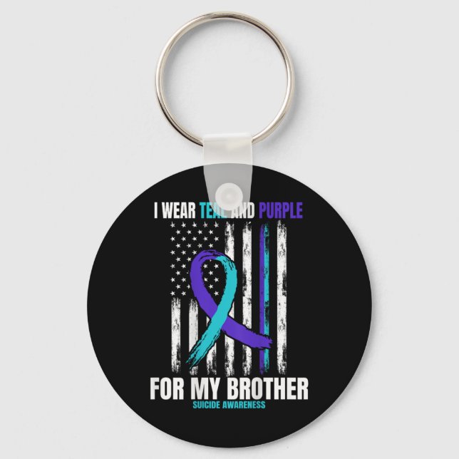 In Memory Of Brother Suicide Awareness Flag Graphi Keychain (Front)