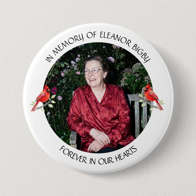 In Memory of | Cardinal Memorial Keepsake 3 Inch Round Button (Front)