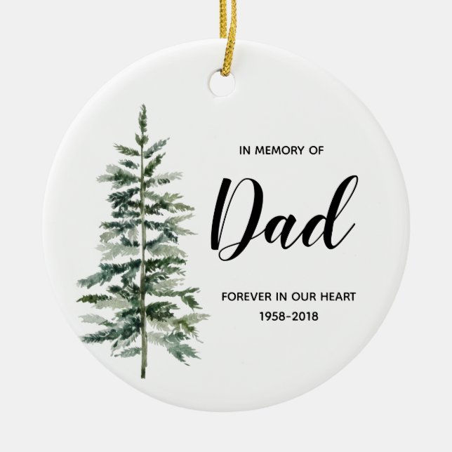 In Memory of Dad Greenery Ornament Christmas Gifts (Front)