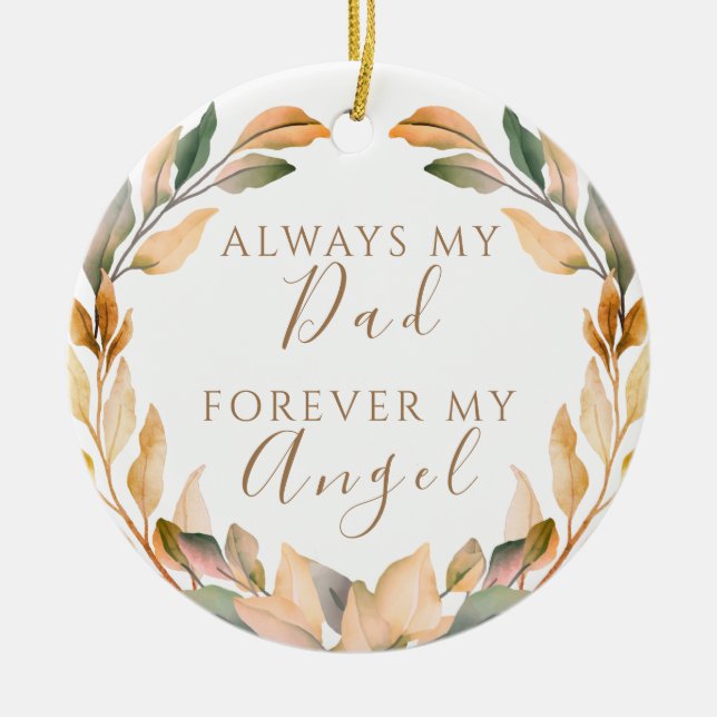 In Memory Of Dad Picture Ceramic Ornament (Front)