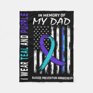 In Memory Of Dad Suicide Awareness Prevention Amer Fleece Blanket
