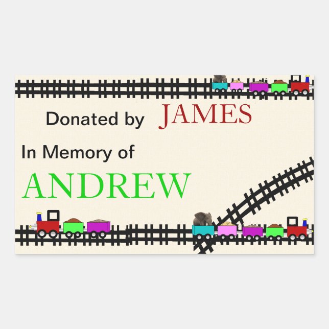 In Memory of Donated Train Bookplates Sticker (Front)