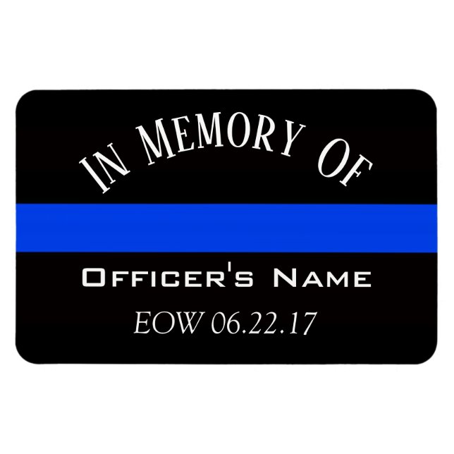 IN MEMORY OF FALLEN OFFICER THIN BLUE LINE MAGNET (Horizontal)