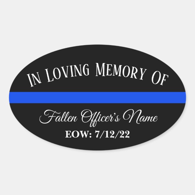 IN MEMORY OF FALLEN OFFICER THIN BLUE LINE STICKER (Front)
