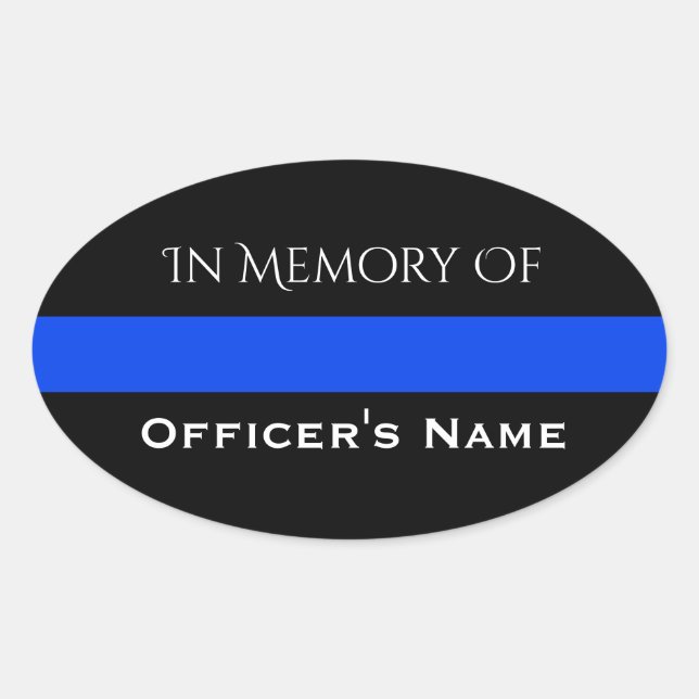 IN MEMORY OF FALLEN OFFICER THIN BLUE LINE STICKER (Front)