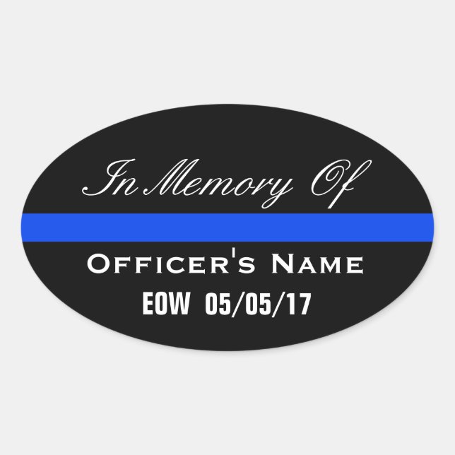 IN MEMORY OF FALLEN OFFICER THIN BLUE LINE STICKER (Front)