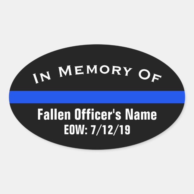 IN MEMORY OF FALLEN OFFICER THIN BLUE LINE STICKER (Front)