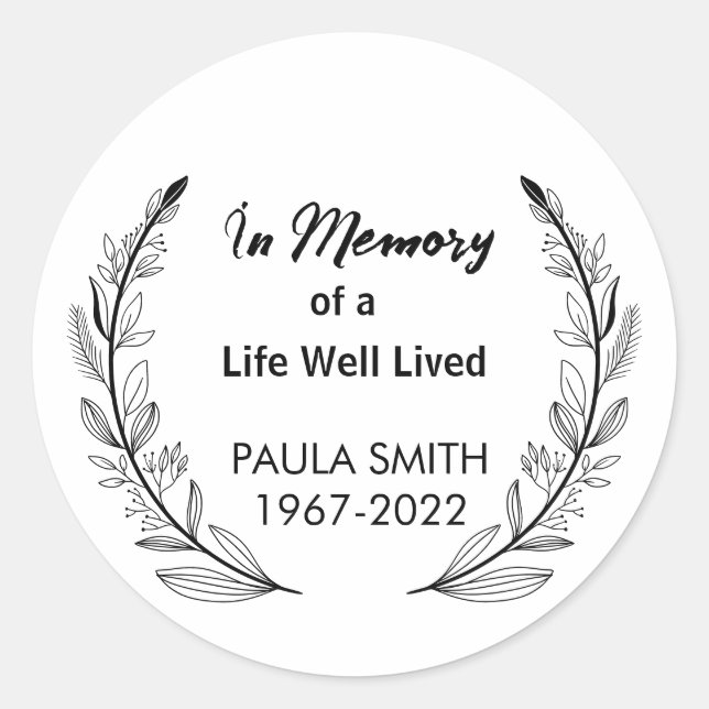 In Memory Of Funeral Gift loving memorial favour Classic Round Sticker (Front)