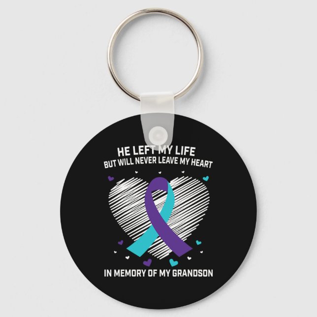 In Memory Of Grandson Suicide Awareness Prevention Keychain (Front)