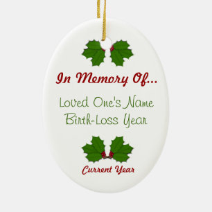 In Memory Of - Holly Oval Ornament 2-Sided