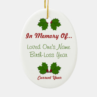 In Memory Of - Holly Oval Ornament 2-Sided