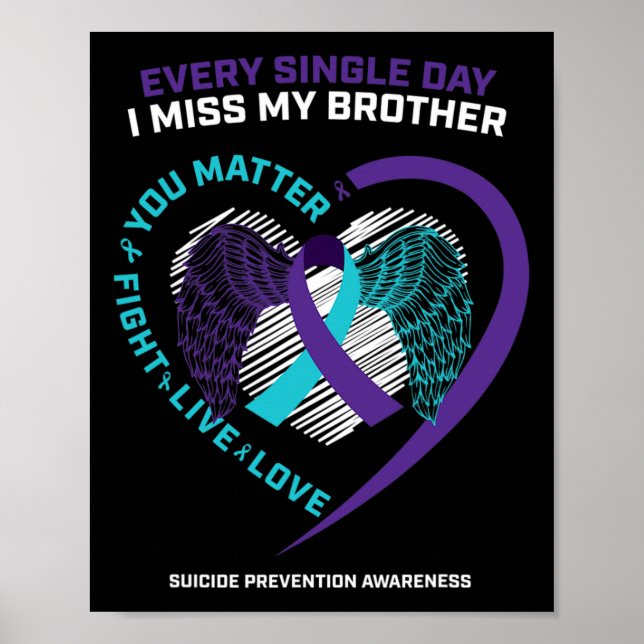 In Memory Of I Miss My Brother Suicide Prevention  Poster (Front)