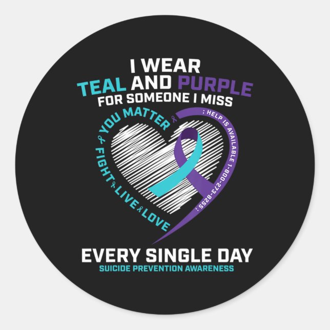 In Memory Of I Miss Son Mom Dad Suicide Prevention Classic Round Sticker (Front)