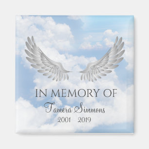 In Memory Of Memorial Clouds & Wings Design Magnet