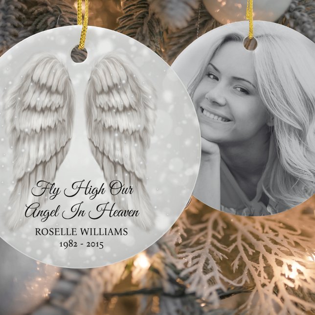 In Memory of Memorial Remembrance Photo Christmas Ceramic Ornament (Creator Uploaded)