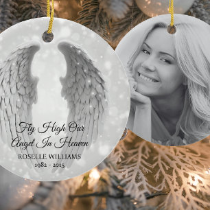 In Memory of Memorial Remembrance Photo Christmas Ceramic Ornament