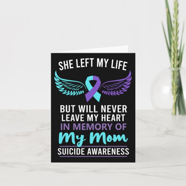 In Memory Of Mom Suicide Awareness Prevention  Card (Front)