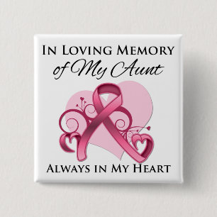 In Memory of My Aunt - Breast Cancer 2 Inch Square Button