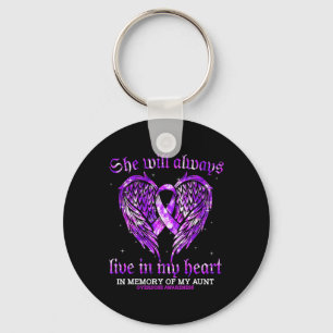 In Memory Of My Aunt Overdose Awareness Angel Wing Keychain