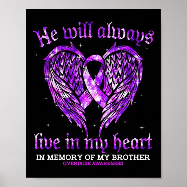 In Memory Of My Brother Overdose Awareness Angel W Poster (Front)