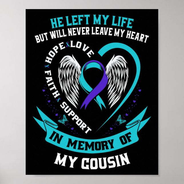 In Memory Of My Cousin Sympathy Suicide Awareness  Poster (Front)
