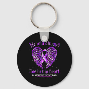 In Memory Of My Dad Overdose Awareness Angel Wing  Keychain