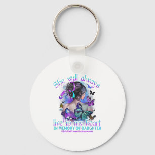 In Memory Of My Daughter Suicide Prevention Awaren Keychain