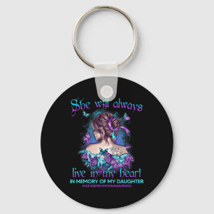 In Memory Of My Daughter Suicide Prevention Awaren Keychain