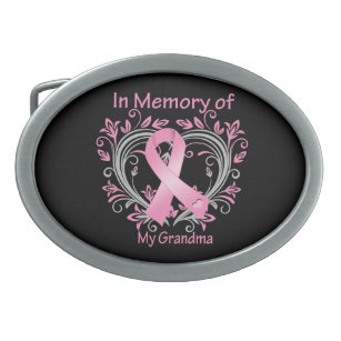 In Memory of My Grandma Breast Cancer Heart Belt Buckle