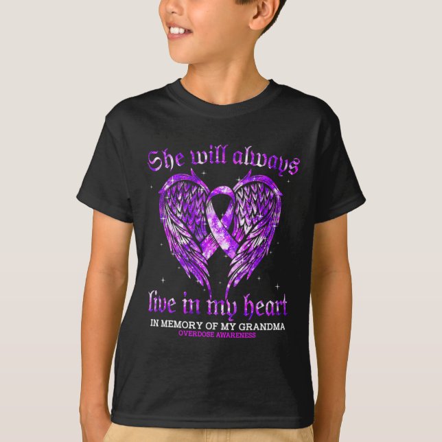 In Memory Of My Grandma Overdose Awareness Angel W T-Shirt (Front)