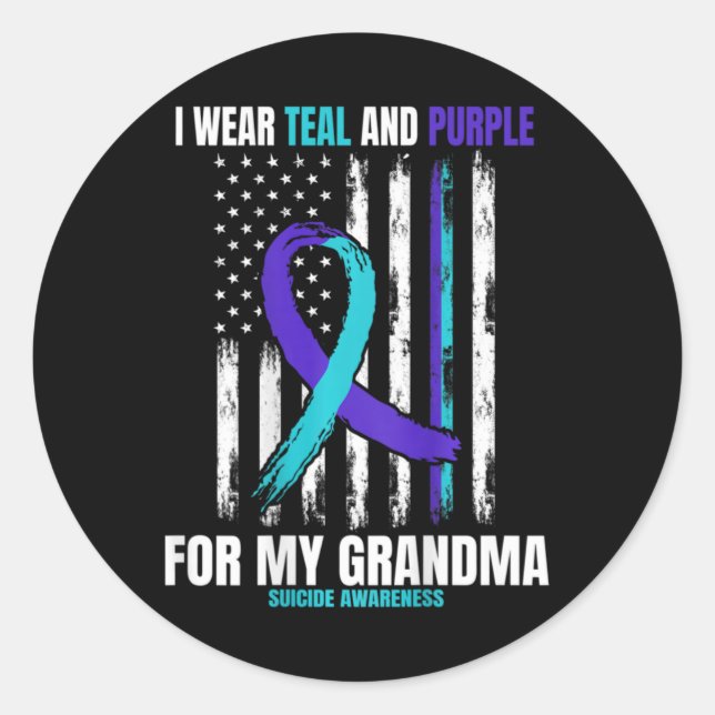 In Memory Of My Grandma Suicide Awareness Flag Byc Classic Round Sticker (Front)