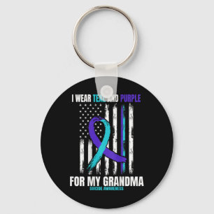 In Memory Of My Grandma Suicide Awareness Flag Ck  Keychain