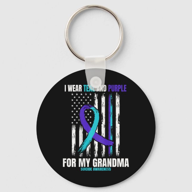 In Memory Of My Grandma Suicide Awareness Flag Ck  Keychain (Front)