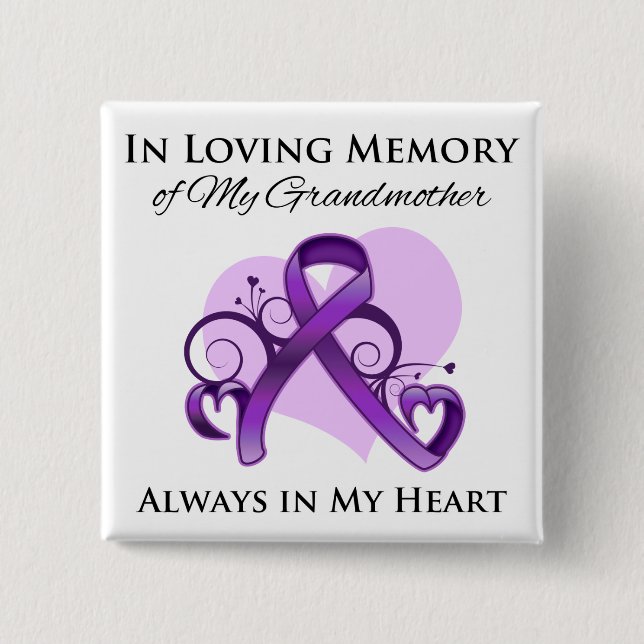 In Memory of My Grandmother - Pancreatic Cancer 2 Inch Square Button (Front)