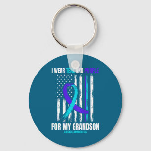 In Memory Of My Grandson Suicide Awareness Flag Ba Keychain