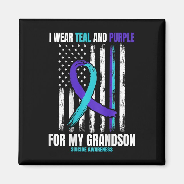 In Memory Of My Grandson Suicide Awareness Flag By Magnet (Front)