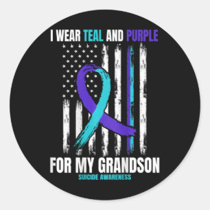 In Memory Of My Grandson Suicide Awareness Flag Ck Classic Round Sticker
