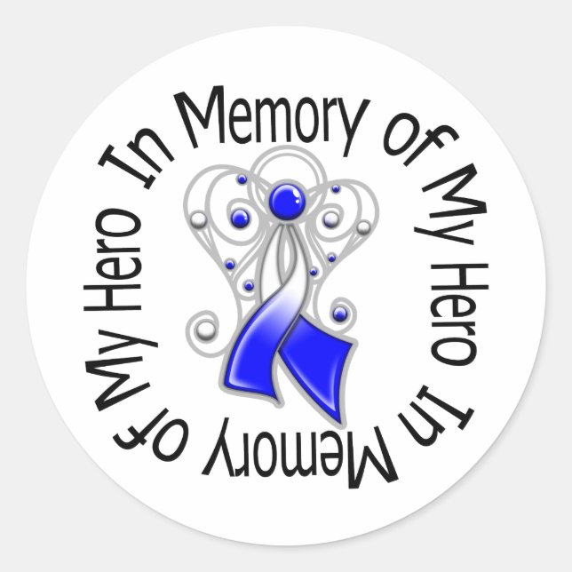In Memory of My Hero ALS Angel Wings Classic Round Sticker (Front)