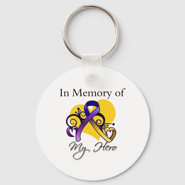 In Memory of My Hero - Bladder Cancer Keychain (Front)