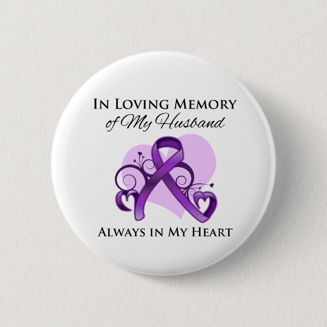 In Memory of My Husband - Pancreatic Cancer 2 Inch Round Button (Front)