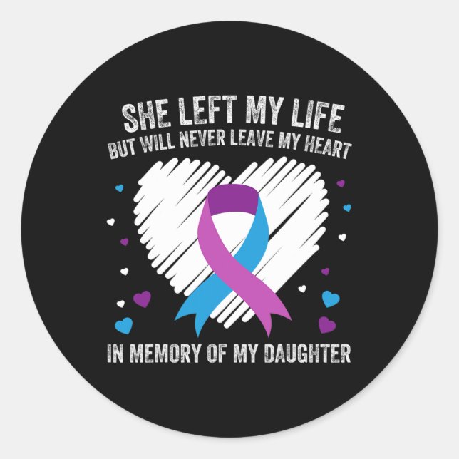 In Memory of My Loving Daughter Suicide Prevention Classic Round Sticker (Front)