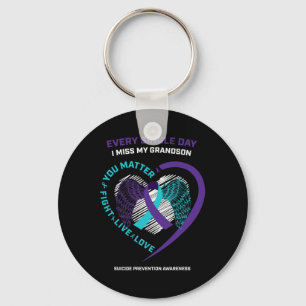 In Memory Of My Loving Grandson Suicide Prevention Keychain