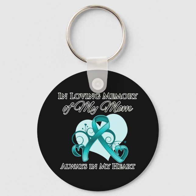 In Memory of My Mom - Ovarian Cancer Keychain (Front)