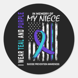 In Memory Of My Niece Suicide Awareness Prevention Classic Round Sticker