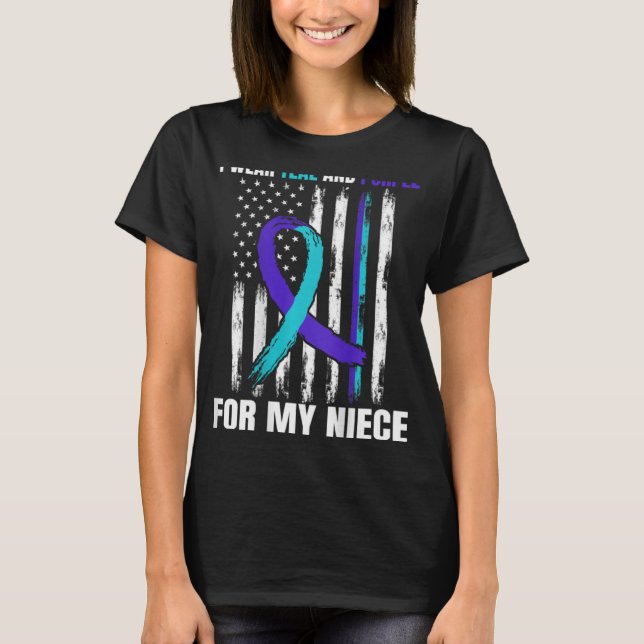 In Memory Of My Niece Suicide Awareness Usa Flag C T-Shirt (Front)